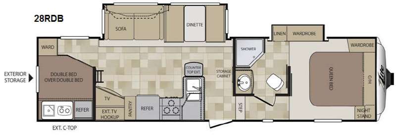 Floorplan - 2014 Keystone RV Cougar X-Lite 28RDB