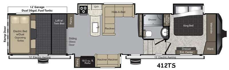 Floorplan - 2015 Keystone RV Raptor 412TS