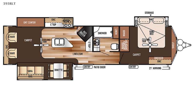 Floorplan - 2015 Forest River RV Wildwood Lodge 393RLT