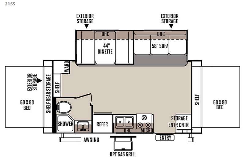 Floorplan - 2015 Forest River RV Rockwood Roo 21SS