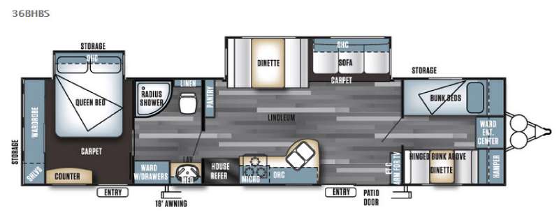 Floorplan - 2016 Forest River RV Salem 36BHBS