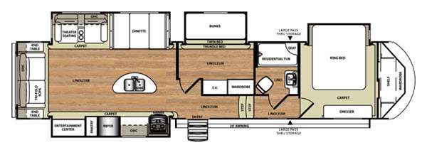 Floorplan - 2016 Forest River RV Wildwood Heritage Glen 368RLBH