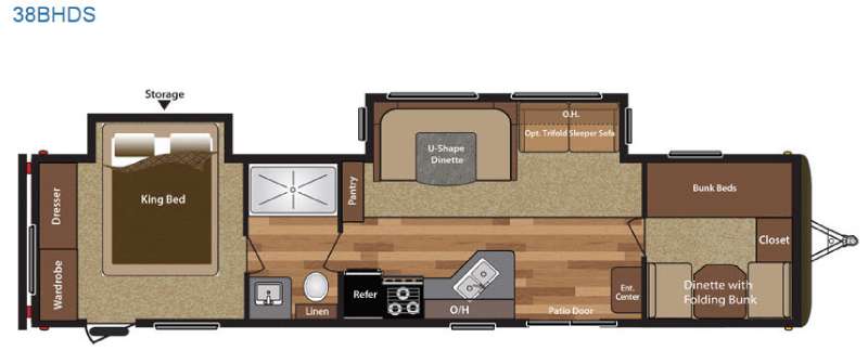 Floorplan - 2016 Keystone RV Hideout 38BHDS