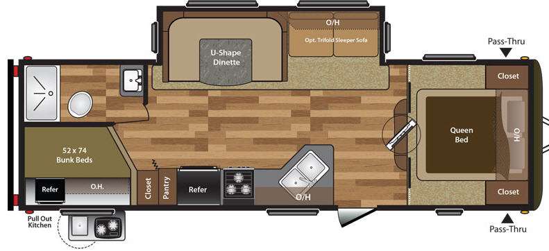 Floorplan - 2016 Keystone RV Hideout 27DBS