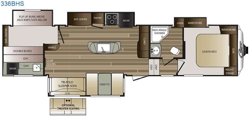 Floorplan - 2016 Keystone RV Cougar 336BHS