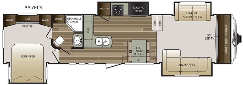 Floorplan - 2016 Keystone RV Cougar 337FLS