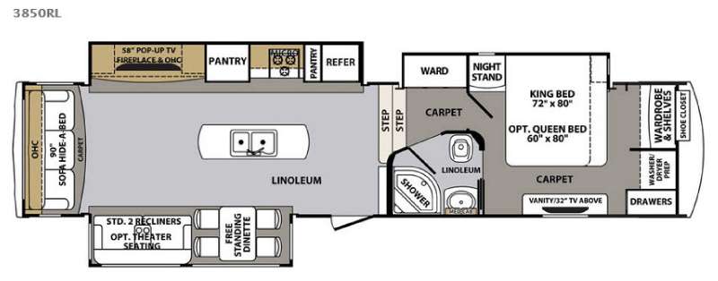 Floorplan - 2016 Forest River RV Cardinal 3850RL