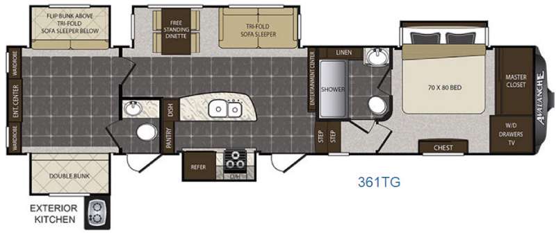 Floorplan - 2016 Keystone RV Avalanche 361TG