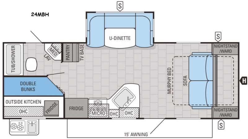 Floorplan - 2016 Jayco White Hawk 24MBH