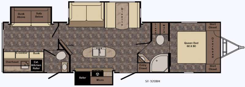 Floorplan - 2017 CrossRoads RV Sunset Trail Super Lite ST320BH