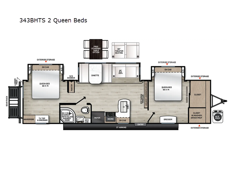 New Coachmen RV Catalina Legacy Edition 343BHTS 2 Queen Beds Travel