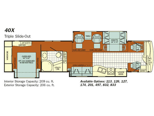Floorplan - 2008 Fleetwood RV Discovery 40X
