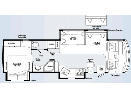 Floorplan - 2008 Itasca Sunova 34M