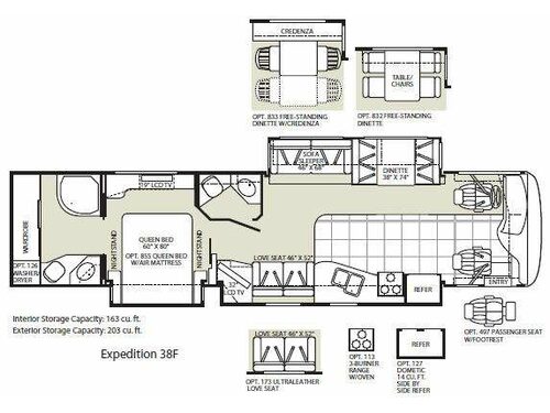 Floorplan - 2009 Fleetwood RV Expedition 38F