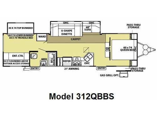 Floorplan - 2009 Forest River RV Salem LA 312QBBS