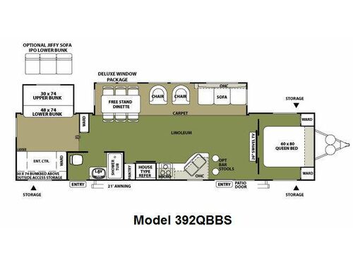Floorplan - 2010 Forest River RV Wildwood Lodge 392QBBS