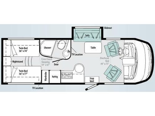 Floorplan - 2010 Itasca Reyo 25T