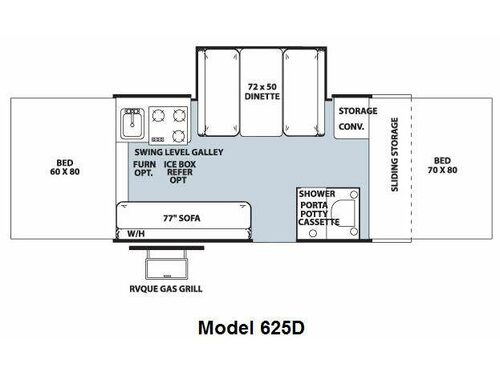 Floorplan - 2010 Forest River RV Flagstaff Classic 625D