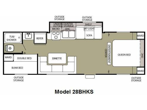 Floorplan - 2010 Forest River RV Cherokee Grey Wolf 28BHKS
