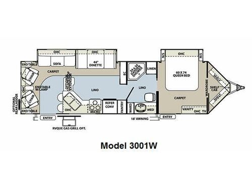 Floorplan - 2011 Forest River RV Rockwood Wind Jammer 3001W