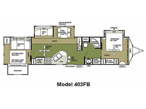 Floorplan - 2011 Forest River RV Wildwood Lodge 403FB