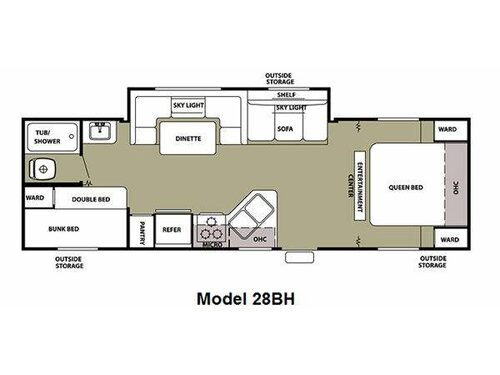 Floorplan - 2011 Forest River RV Cherokee Grey Wolf 28BH
