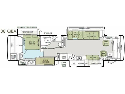 Floorplan - 2011 Tiffin Motorhomes Allegro RED 38 QBA