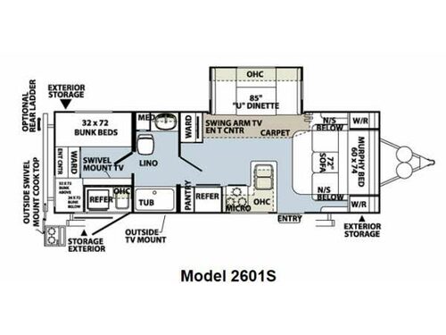 Rockwood Ultra Lite 2601S Floorplan