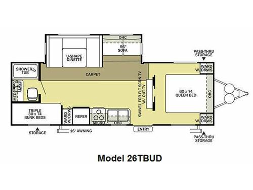 Floorplan - 2012 Forest River RV Salem 26TBUD