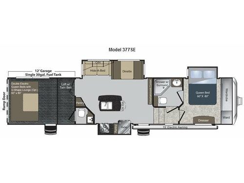 Floorplan - 2012 Keystone RV Raptor 377SE