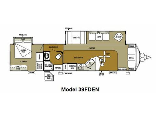 Floorplan - 2013 Forest River RV Wildwood DLX 39FDEN