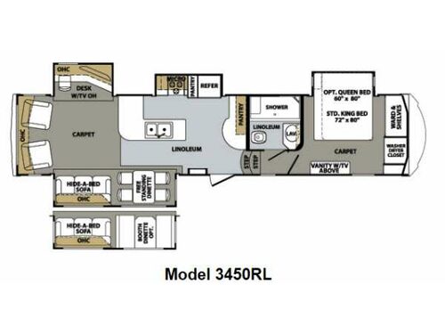 Floorplan - 2013 Forest River RV Cardinal 3450RL