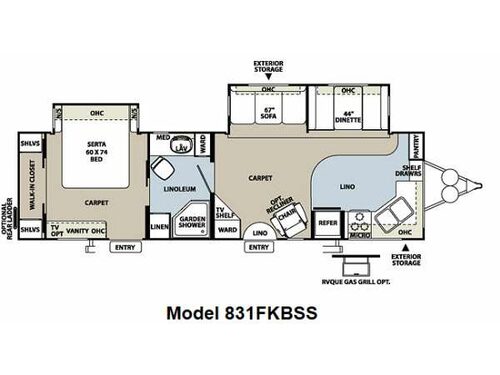 Floorplan - 2013 Forest River RV Flagstaff Classic Super Lite 831FKBSS
