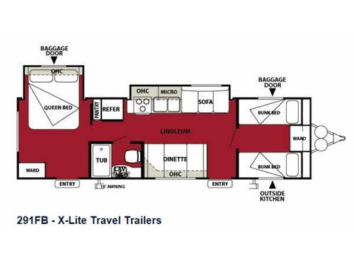 Wildwood X-Lite 291FBXL Floorplan