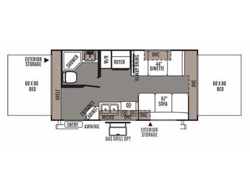 Floorplan - 2014 Forest River RV Rockwood Roo 19