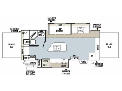 Floorplan - 2014 Forest River RV Rockwood Roo 23IKSS