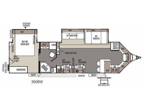 Rockwood Wind Jammer 3008W Floorplan