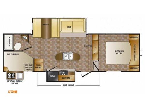 Floorplan - 2014 CrossRoads RV Sunset Trail Super Lite SF270BH