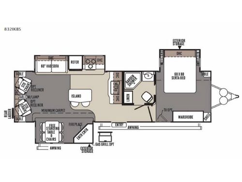 Floorplan - 2015 Forest River RV Flagstaff Classic Super Lite 832IKBS