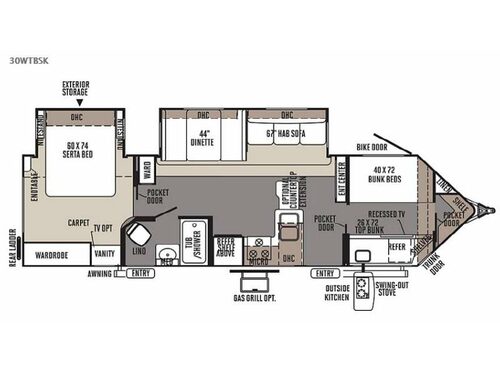 Floorplan - 2015 Forest River RV Flagstaff V-Lite 30WTBSK