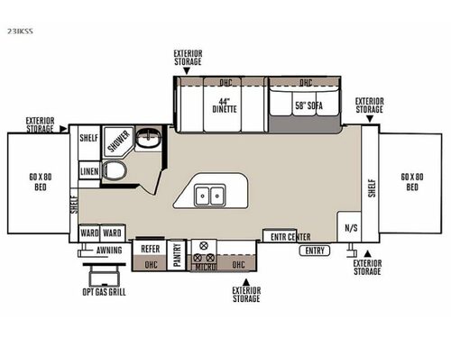 Floorplan - 2015 Forest River RV Flagstaff Shamrock 23IKSS