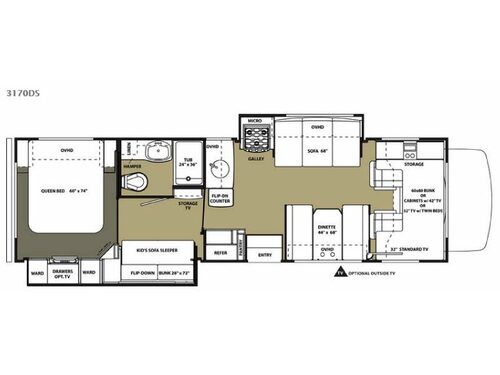 Floorplan - 2015 Forest River RV Sunseeker 3170DS Ford