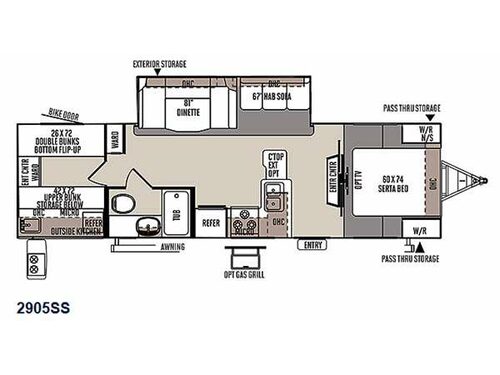 Rockwood Ultra Lite 2905SS Floorplan