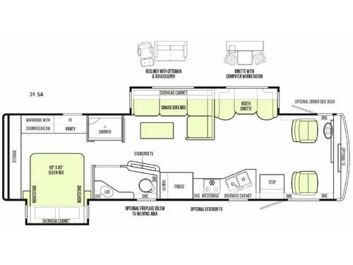 Floorplan - 2015 Tiffin Motorhomes Allegro 31 SA
