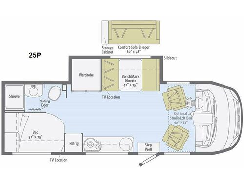 Floorplan - 2015 Winnebago Via 25P