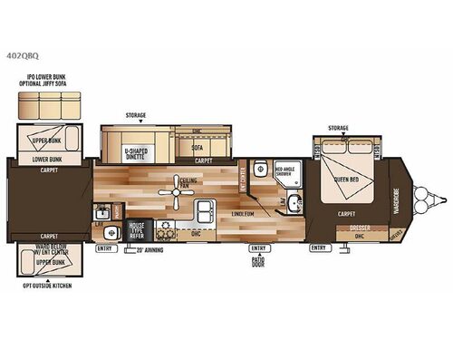 Floorplan - 2015 Forest River RV Salem Villa Series 402QBQ Classic