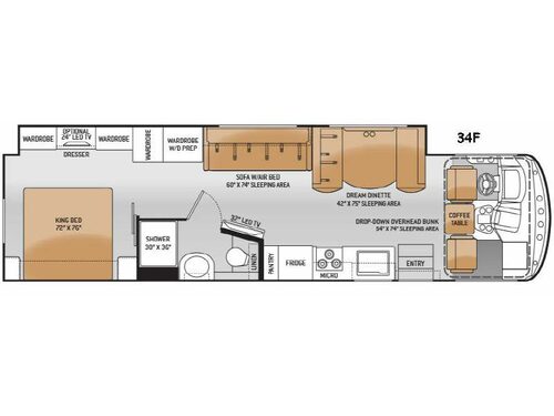 Floorplan - 2015 Thor Motor Coach Windsport 34F