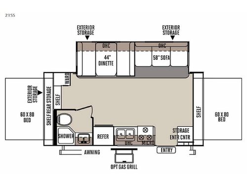 Floorplan - 2015 Forest River RV Rockwood Roo 21SS