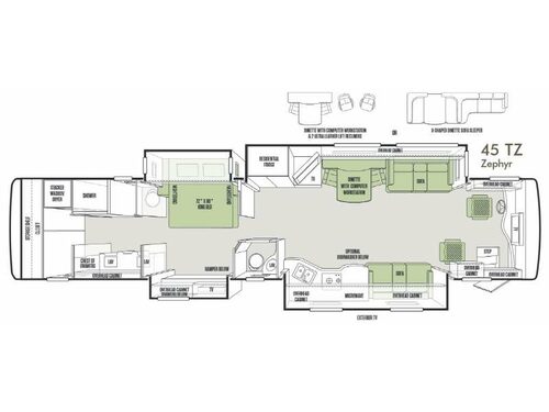 Floorplan - 2014 Tiffin Motorhomes Zephyr 45 TZ
