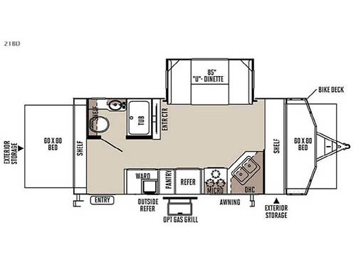 Floorplan - 2015 Forest River RV Flagstaff Shamrock 21BD